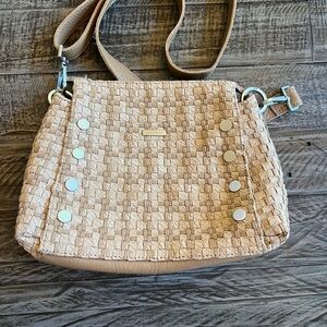 Hammitt Tan Bryant adj  Crossbody Bag with Leather Accents Carpenters weave